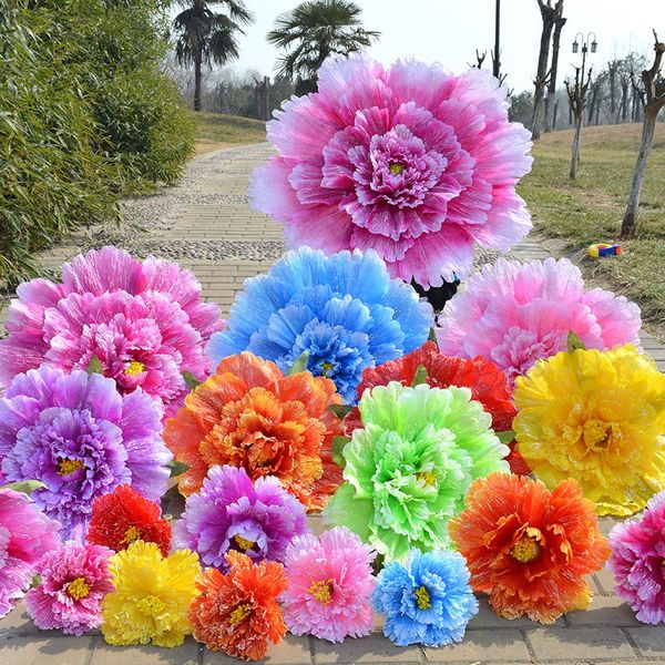 Matrimonio tenuto in mano Decora fiori Fiori di peonia artificiale di grandi dimensioni Multi colori Puntelli per spettacoli di danza Vendita calda 23rc4 ff