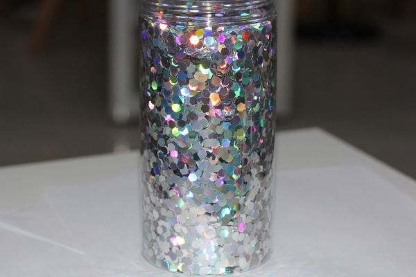 

big size 6mm extra thin holographic silver hex glitter sequin, Silver;gold