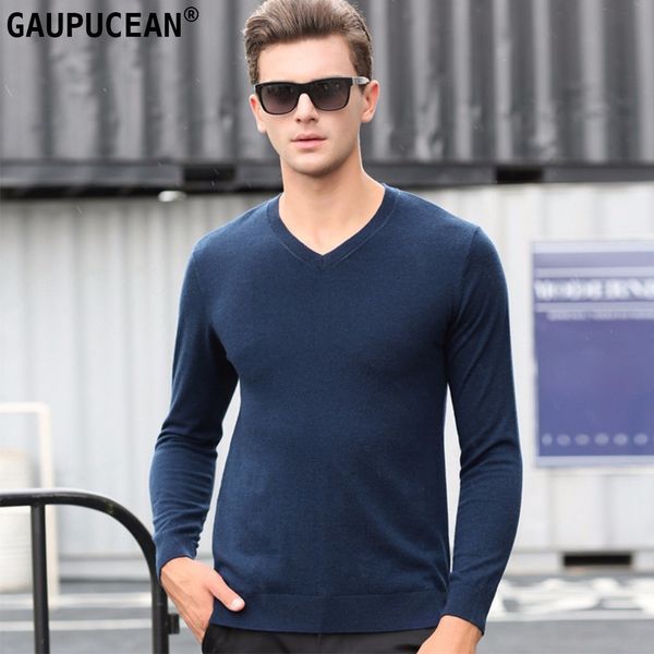 

100% pure wool men sweater winter knitting navy grey plain woolen knitwear male pullover v-neck casual long sleeve man sweaters, White;black