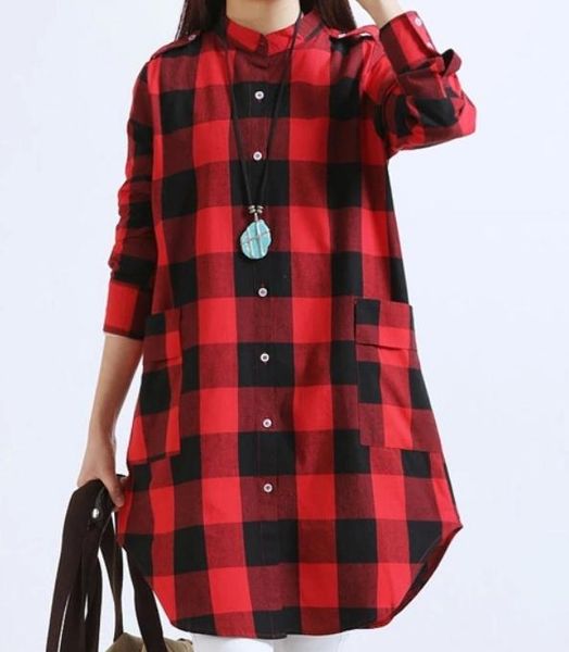 

send 2017 autumn new style arder long sleeves lattice cotton and linen shirt, White