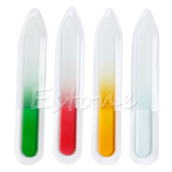 

4pcs nail file durable cyrstal glass nail file set assorted color manicure device art decorations tool, Yellow