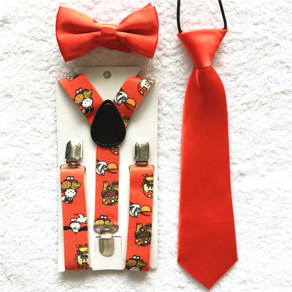 

new design kids boys girls toddlers bow tie necktie suspenders bowtie set elastic adjustable school party clothing accessories, Black;white