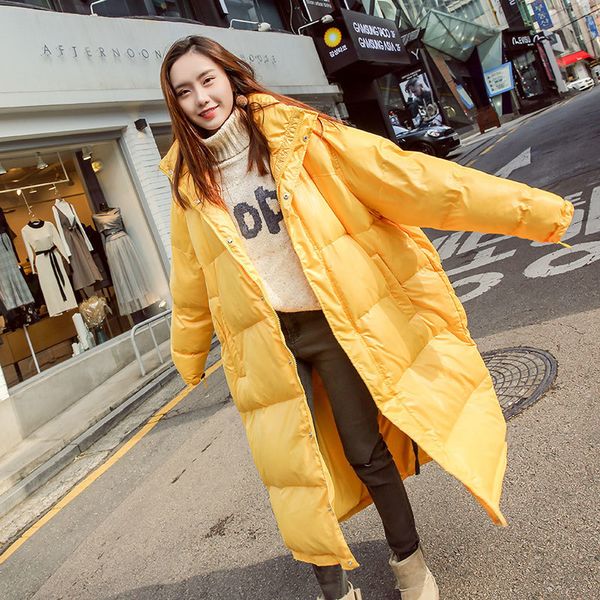 

winter coat 2018 new solid color womens winter jackets long section loose thicken hooded casual fashion female outwears s283, Black