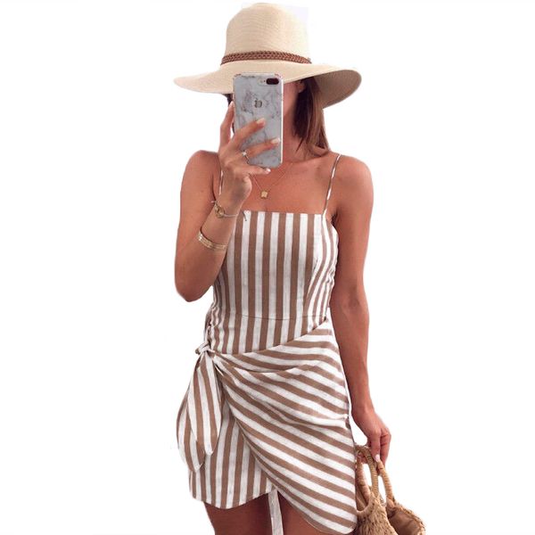 

vintage striped 2018 women dresses summer bandage bodycon mini dress spaghetti strap strappy backless holiday irregular vestidos, White;black