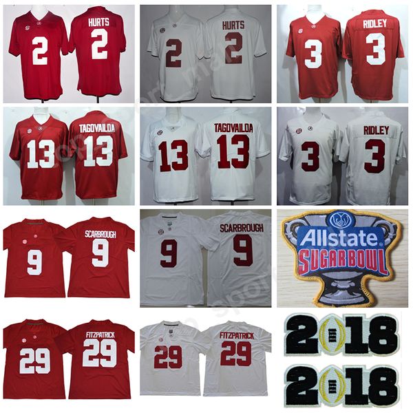 

2018 Sugar Bowl Championship Patch Finals College Football Alabama Crimson Tide Jersey Men Legend Tagovailoa Hurts Scarbrough Fitzpatrick