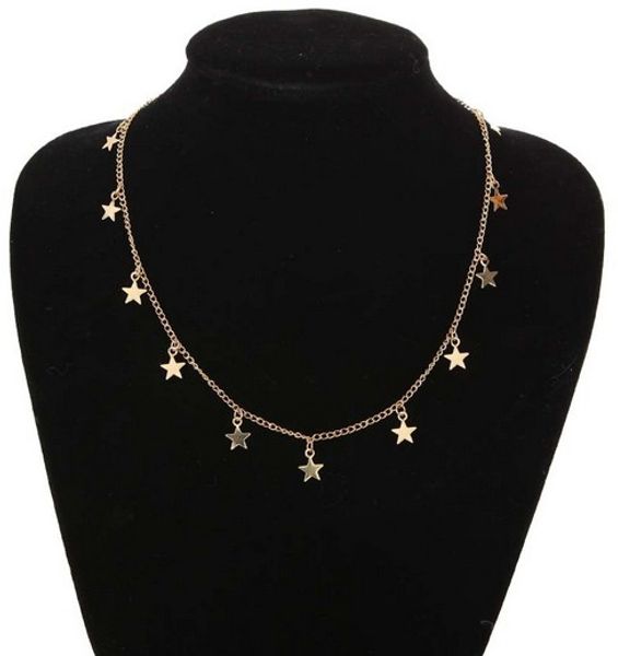 

stylish star tassle necklace gold silver tone choker necklaces bridemaid gift ideas jewelry gifts womens simple necklaces, Golden;silver