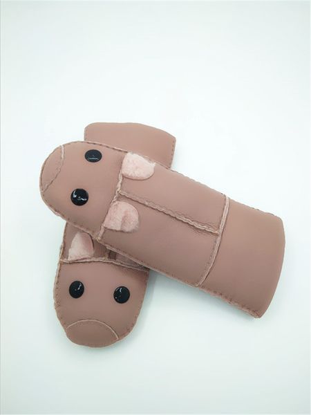 

100% leather cartoon pattern women wool gloves cute fashion women leather warm gloves, Blue;gray