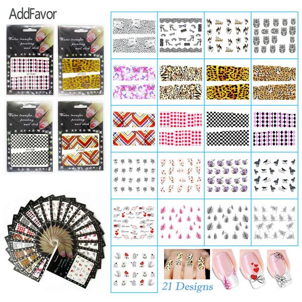 

addfavor 2pc nail sticker leopard feather checkered horse dog designs diy beauty nail decals manicure tool adhesive foils, Black