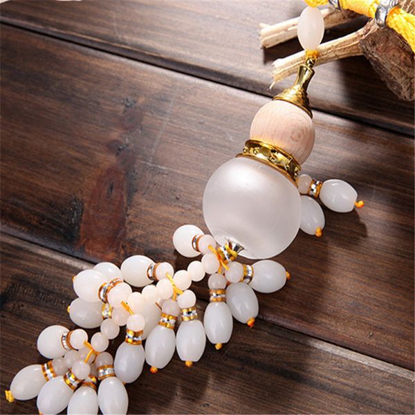 Peach Wood Frosted Crystal Car Pendants Perfume Ornaments Crystal