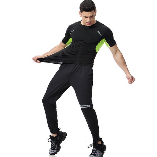 

fitness suit men 2 piece gym sets mens sport suites running training jogging sets tracksuits sports wear training suits workout, White;black