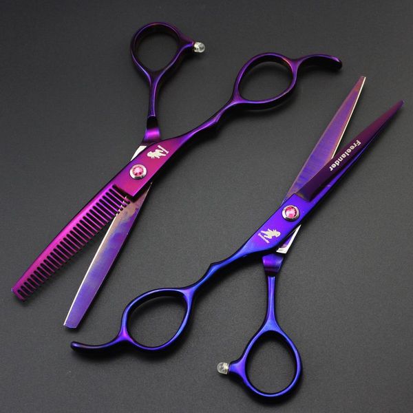 

left hand ander 6.0 inch 6cr 62hrc hair cutting / thinning scissors gold/purple/rainbow