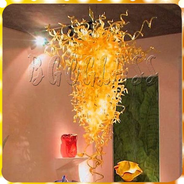 

led modern pendant livingroom art deco 100% mouth blown borosilicate luxury gold color hand blown glass chandelier light for sale