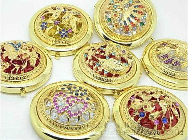 

wholesale 10pcs noble dazzling golden hollow compact make up/handbag mirrors