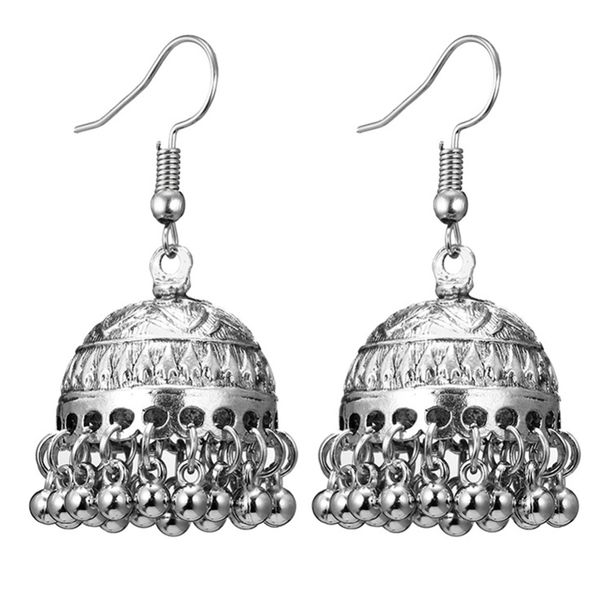 

bohemia silvery beads tassel drop earrings for women boho round ball circle bell dangle hook earrings statement jewelry, Silver
