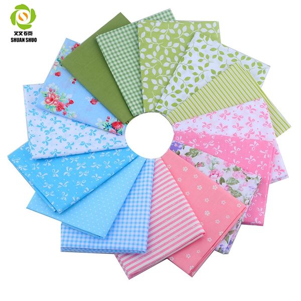

fat quarters fabric bundles 15 different design patchwork fabric for sewing doll cloth diy cloth crafts 15pieces/lot 40*50 cm, Black;white