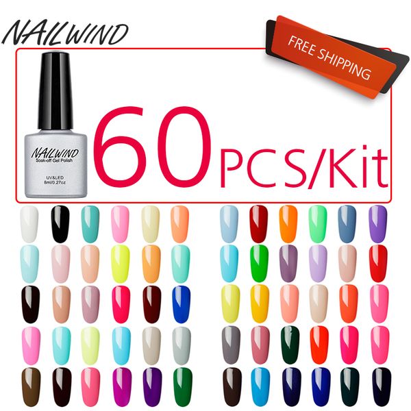 

nailwind 60pcs/lot 8ml gel nail polish nail set for manicure kit gel varnishes semi permanent lucky pure color series uv