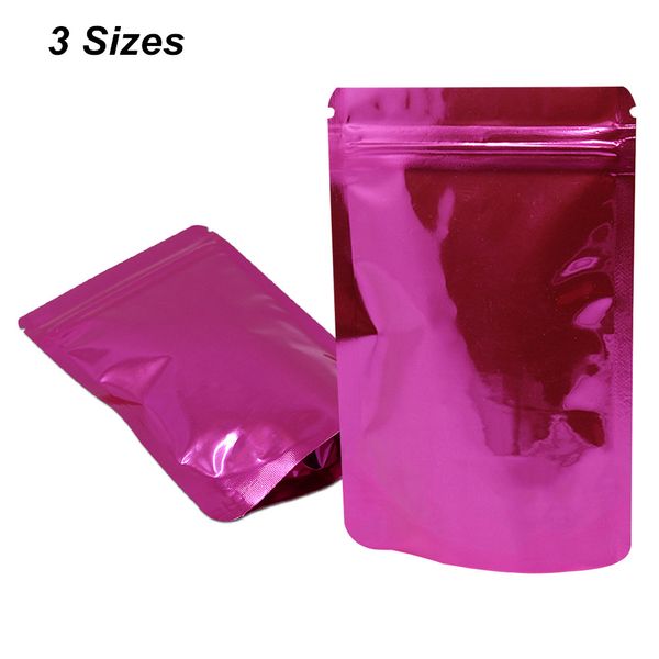 

pink mylar foil zipper lock resealable package bag food grade aluminum foil reusable packaging pouches for dry food tear notches