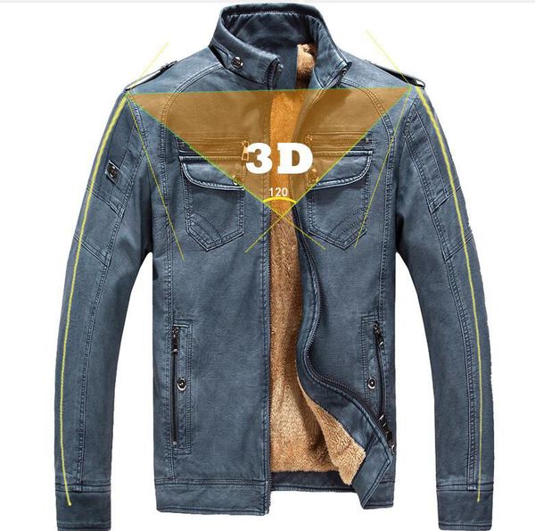 

men's designer leather jacket pu leather autumn and winter men's jacket leathers plus velvet washed retro leathers, Black
