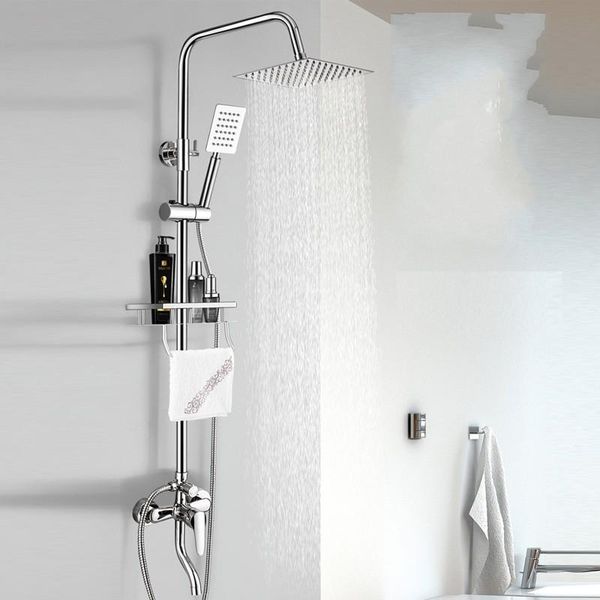 Stainless Steel Shower Faucet Set Single Handle 3 Ways Low Bath