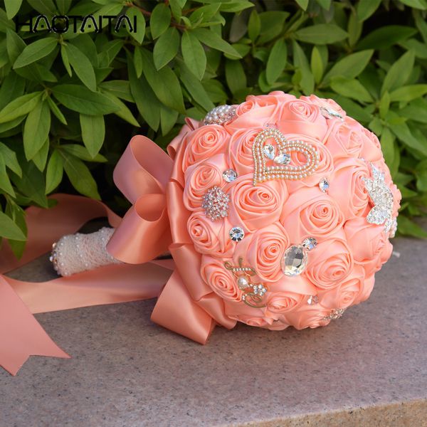 Acheter Nouveau Belle Bouquet De Mariée Violet Demoiselle Dhonneur De Mariée Broche Bouquet Rose Bouquet De Fleurs Fleurs De Mariage Bouquets De