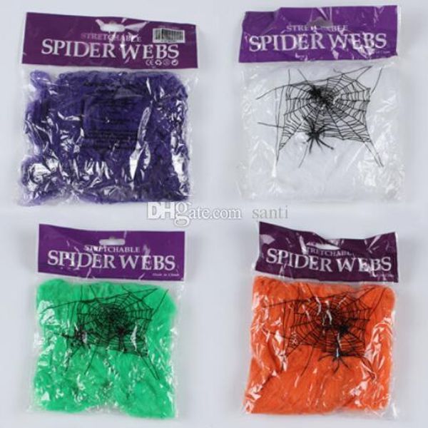 

stretchy spider web cobweb with spider for halloween party decoration