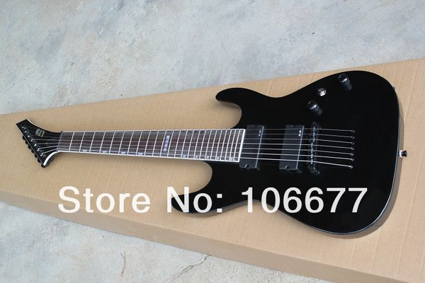 2014 Chegada Nova Alta Qualidade LTD Custom Shop EMG Pickups Preto 7 Cordas Guitarra Elétrica Coréia Acessórios Frete Grátis