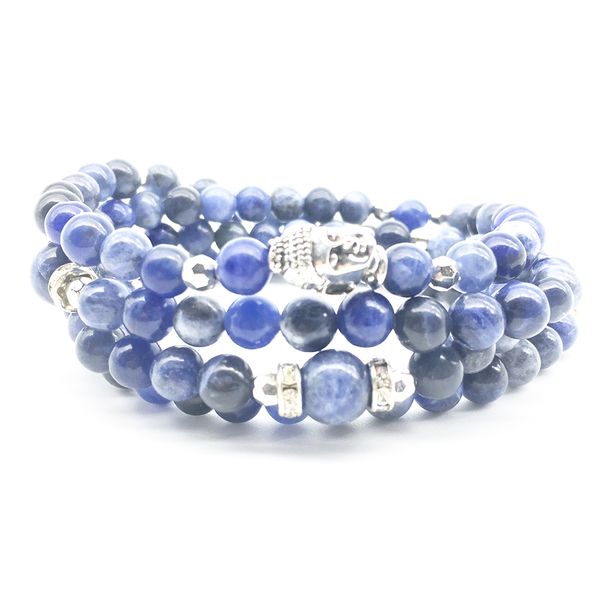 

sn1379 fashion women`s bracelet yoga 108 mala balance bracelet 6 mm rhodonite stone jewelry trendy buddha head necklace sn1379 fashion jewel, Black