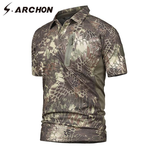 

s.archon men's python camouflage shirt man casual breathable quick dry tactical shirt short sleeve camo army s, White;black