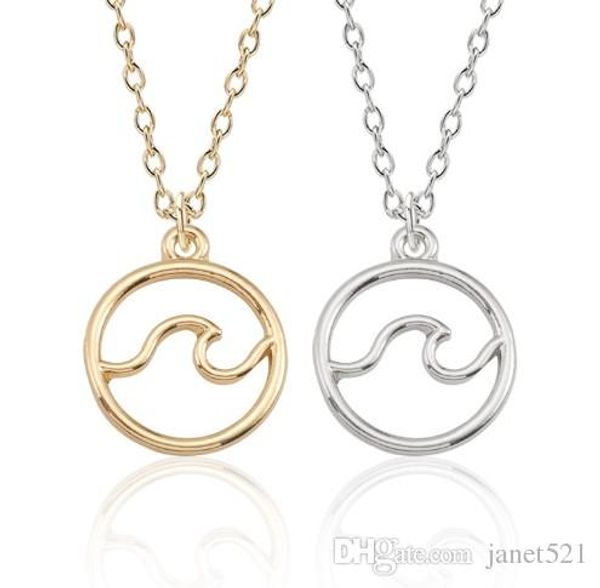 

wave choker necklace geometric round charm gold /silver filled alloy girls & ladies pendant necklaces, Golden;silver