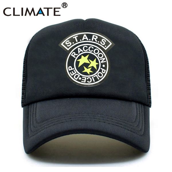 

climate men summer trucker caps resident evil raccoon city mesh cap zombie outbreak umbrella corporation youth baseball cap hat, Blue;gray