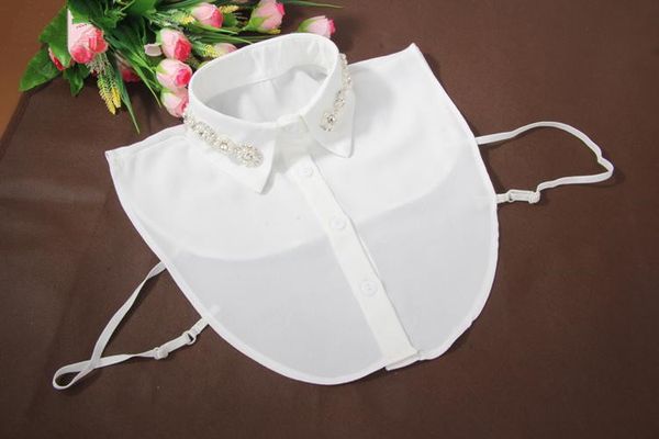 

whole sale2017 flower bead cotton detachable flower butterfly bead half saving collar peter pan shirt collar, Golden;silver