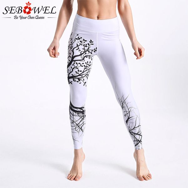 

sebowel digital print yoga leggings sports tights woman push up hip big tree yoga pants fitness gym sportswear jogging trousers, White;red