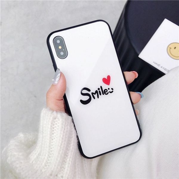 

new arrival for iphone x glass cover new cute smile letters tempered glass case for apple tempered glass cover