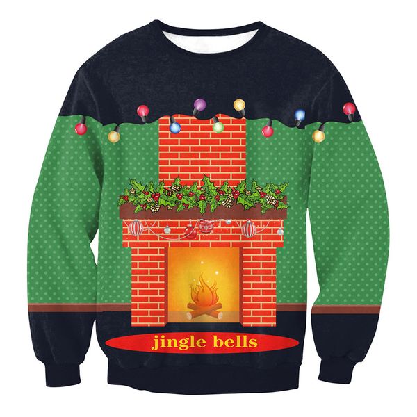

new fashion x-mas jingle bells cool sweatshirt hoodies men women 3d print style streetwear sleeve clothing b50, Black