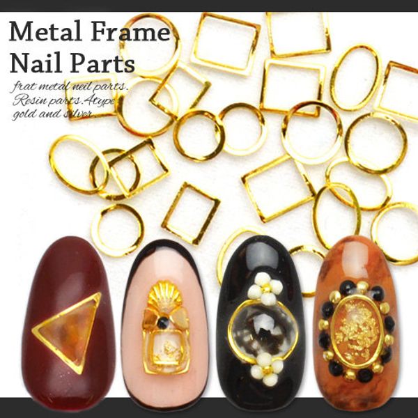 

100pcs latest nail art rivets/studs gold & silver 3d alloy hollow circle/curved metal frame for nails nail art vacuum ring, Silver;gold