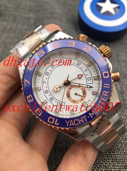 

watch 44mm white dial116681 blue ceramic bezel 18k rose gold bezel asia 2813 movement mechanical automatic mens watch, Slivery;brown