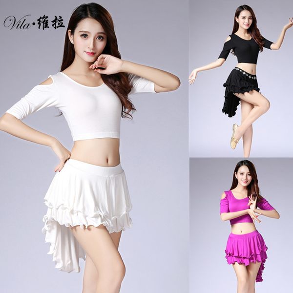 

belly dance costume suit 2017 new practice uniforms dance performance costumes practice exercises costumes belly skirt, Black;red