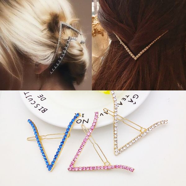 

2018 fashion a type metal hair clips pretty shiny hairpins