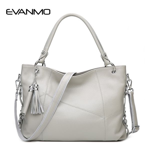 

100% soft genuine real leather modern women shoulder bag handbag lady crossbody messenger purse tote grey black bag