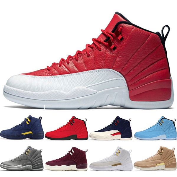 

12 12s men basketball shoes michigan bulls college navy unc nyc vachetta tan wheat dark grey bordeaux wings gamma blue mens sports sneakers