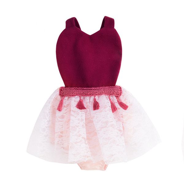 

одежда для новорожденных 2018 baby princess dress кружева туту вечеринка для девочек платья кисточка подтяжка трикотажное ползунки детская о, Blue