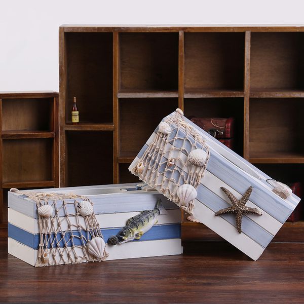

mediterranean style creative home decoration sea creatures wet wipes tissue box wooden toilet box paper storage boxes