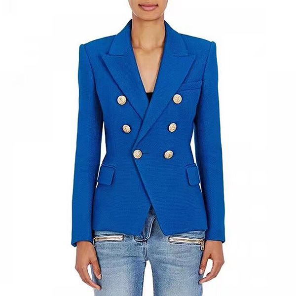 

2018 baroque designer blazer women's metal lion buttons double breasted blazer jacket size s-xxl, White;black