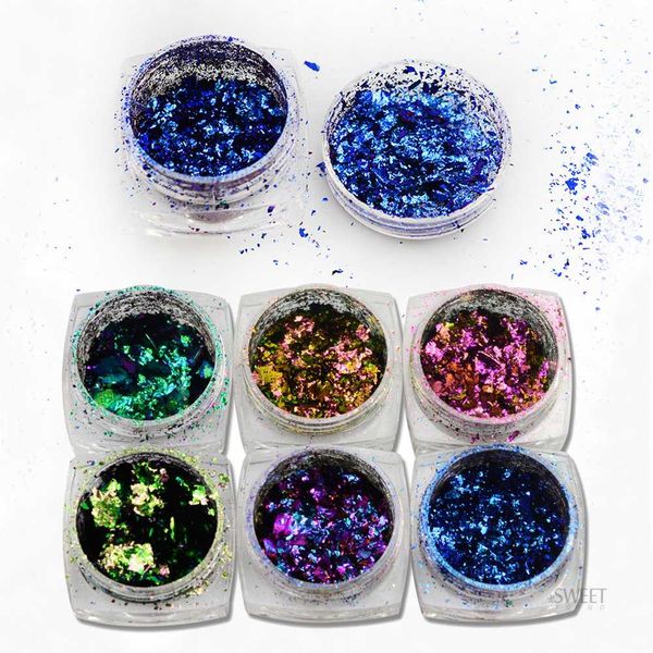 

sweet trend 1bole irregular chameleon effect nail glier shinning powder manicure dust diy nail art decorations labs01-06, Silver;gold