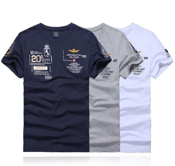 

Мужская с коротким рукавом 100% хлопок бутик вышивка футболки Aeronautica Militare с коротки