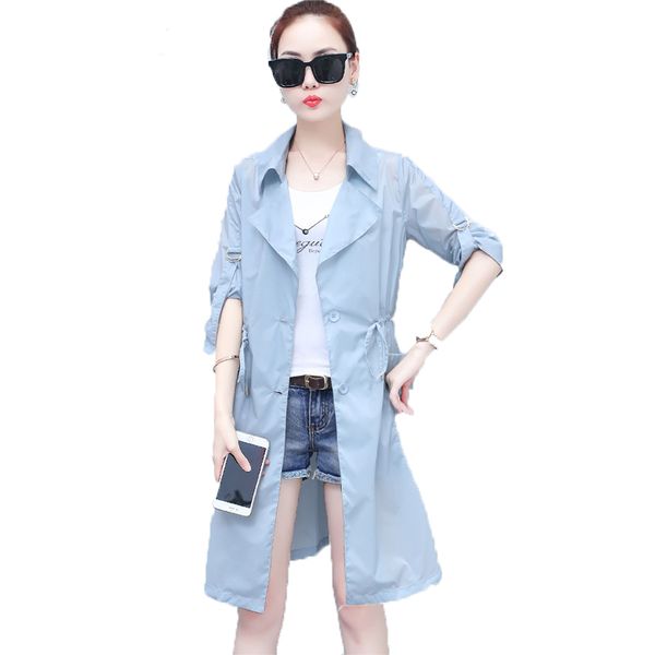 

ms summer autumn new windbreaker long sections sunscreen thin solid color large size -3xl quality ladies fashion casual zdj43, Tan;black