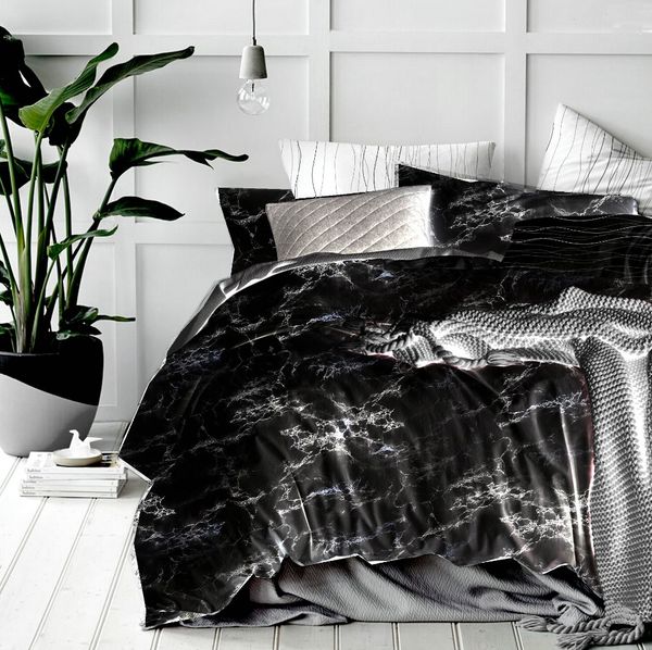 

black marble printed bedding set purple  size 2pcs/3pcs duvet cover set bed linen quilt cover