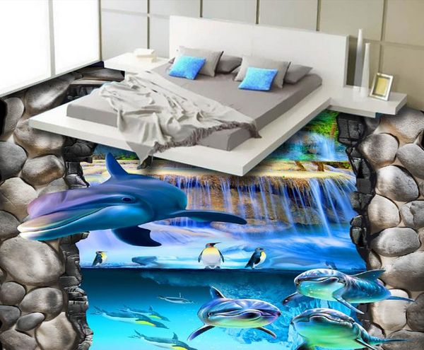 

floor mural wallpaper hd fantasy ocean world dolphin vinyl flooring bathroom