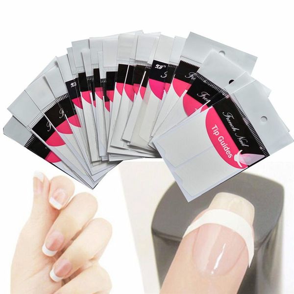 

10pcs/lot different design nails sticker art smile line tips guide french stencil nail decals diy nail art decorations stickers, Black