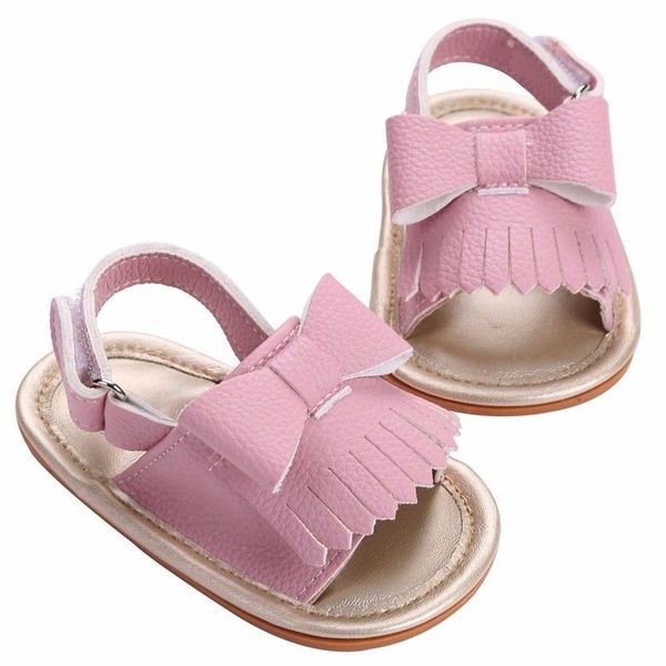 

us stock fashion infant baby girl soft sole sandals toddler summer shoes bow-knot sandal, Black;red